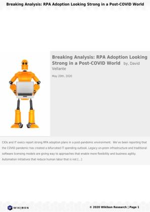 Breaking Analysis: RPA Adoption Looking Strong in a Post-COVID World