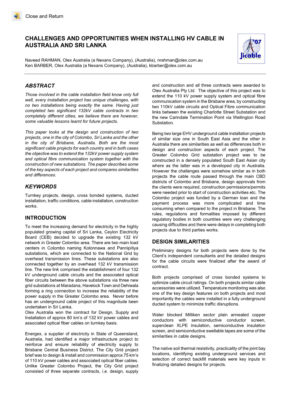 Challenges and Opportunities When Installing Hv Cable in Australia and Sri Lanka