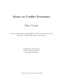 Essays on Conflict Economics Elise Critoph