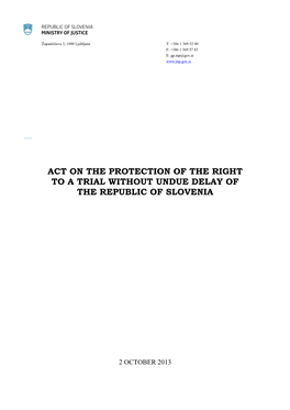 Act on the Protection of the Right to a Trial Without Undue Delay of the Republic of Slovenia