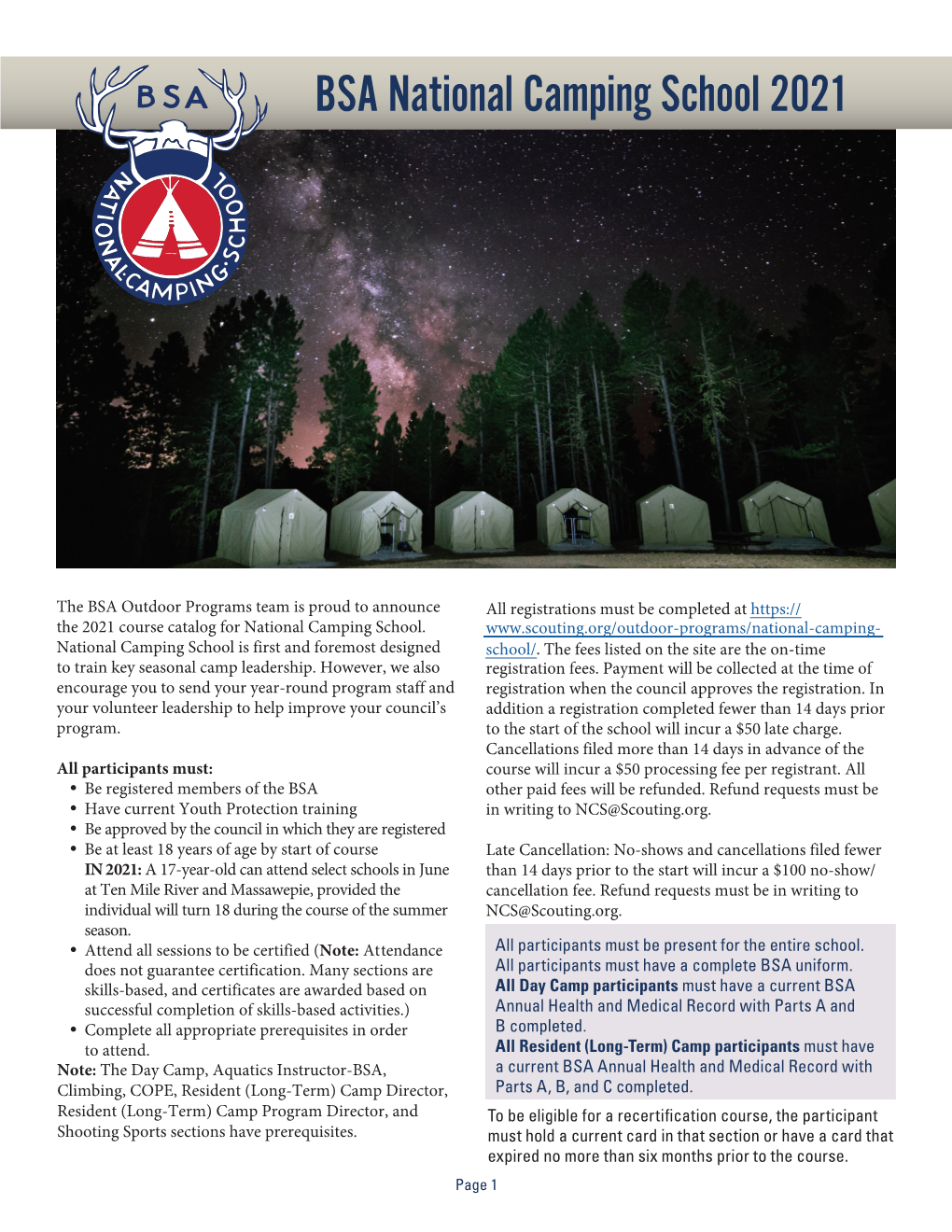 BSA National Camping School 2021