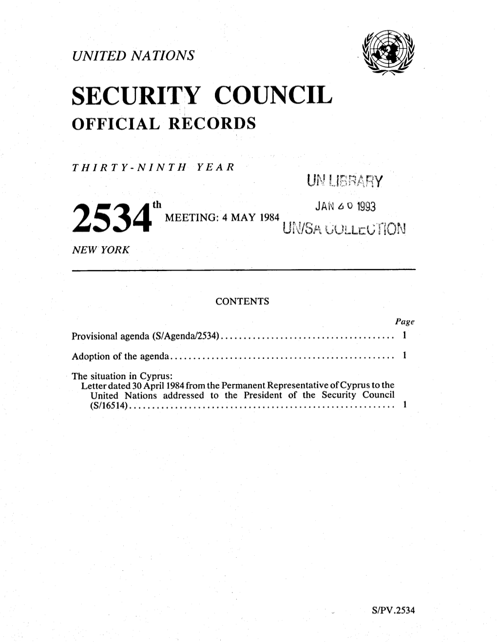 United Nations Security Council Official Records