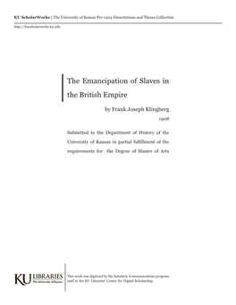 The Emancipation of Slaves in the British Empire
