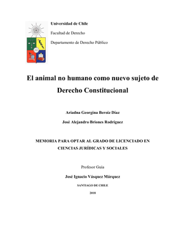 El Animal No Humano Como Nuevo Sujeto De Derecho Constitucional