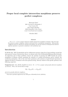 Proper Local Complete Intersection Morphisms Preserve Perfect Complexes