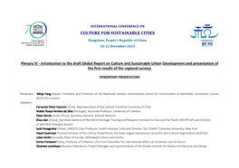 Global Report on Culture and Sustainable Urban Development and Presentation of the First Results of the Regional Surveys