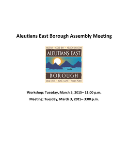 Aleutians East Borough Assembly Meeting