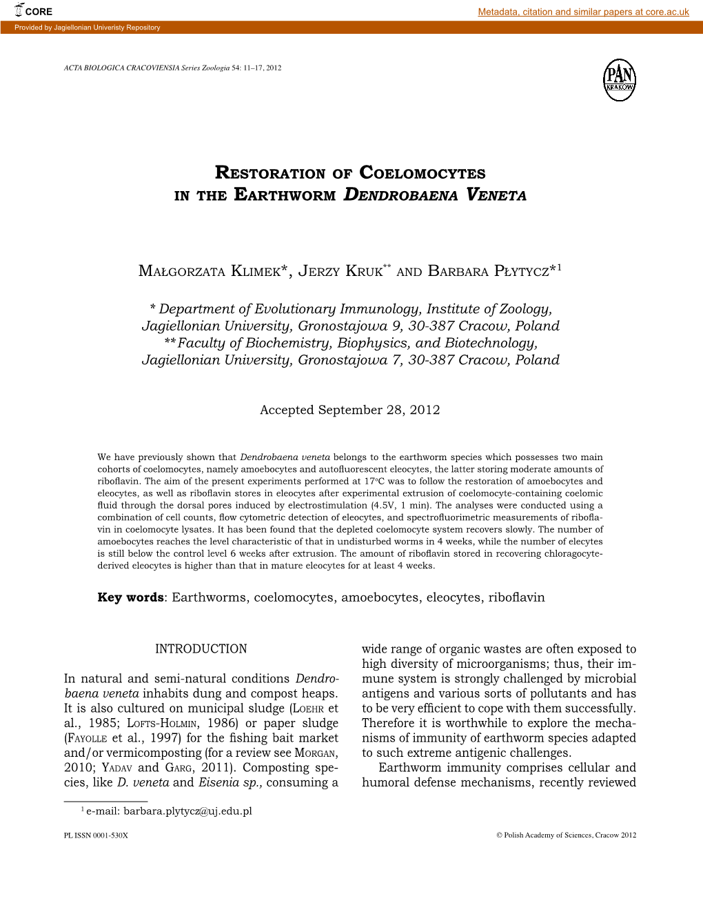 Department of Evolutionary Immunology, Institute Of