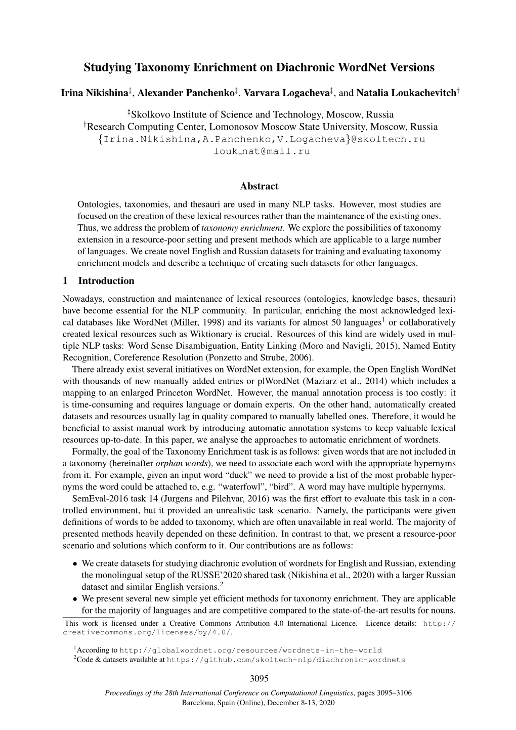 Studying Taxonomy Enrichment on Diachronic Wordnet Versions