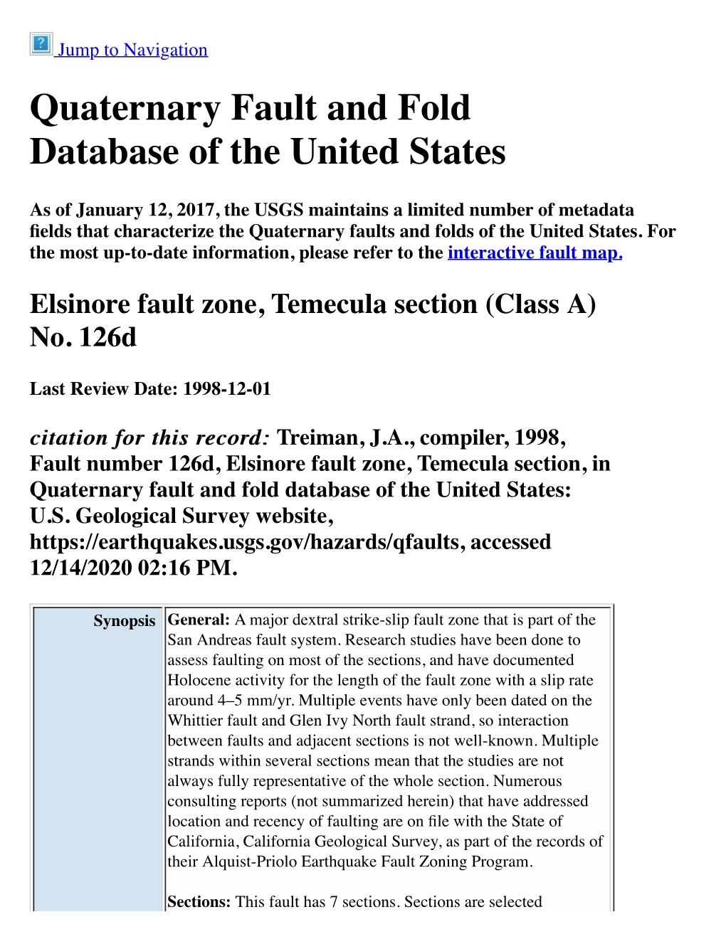 Quaternary Fault and Fold Database of the United States