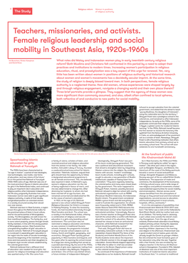 Teachers, Missionaries, and Activists. Female Religious Leadership and Social Mobility in Southeast Asia, 1920S-1960S