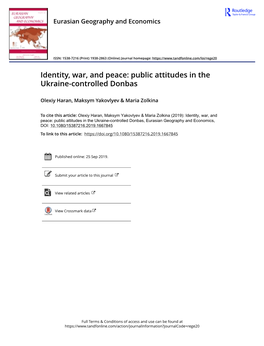 Identity, War, and Peace: Public Attitudes in the Ukraine-Controlled Donbas