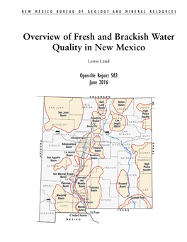 Overview of Fresh and Brackish Water Quality in New Mexico