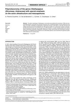 Dicomeae, Asteraceae) with Special Emphasis on the Exine Ultrastructure and Mesoapertures