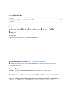 Interview with Anna Bella Geiger Sarah Poppel Independent Art Historian, Writer and Curator, Sarahpoppel@Gmail.Com