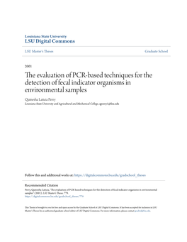 The Evaluation of PCR-Based Techniques for the Detection of Fecal