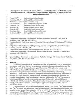 1 a Comparison of Detrital U-Pb Zircon, 40Ar/39Ar Hornblende, And