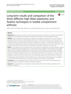 Long-Term Results and Comparison of the Three Different High Tibial