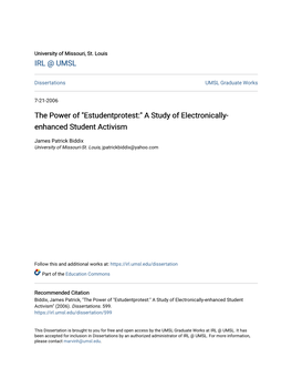 A Study of Electronically-Enhanced Student Activism" (2006)