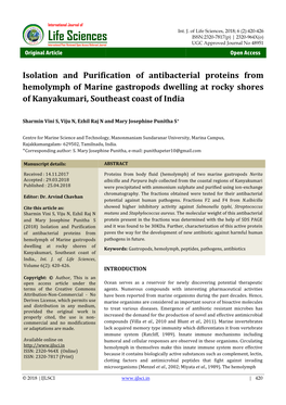 Life Sciences, 2018; 6 (2):420-426 Life Sciences ISSN:2320-7817(P) | 2320-964X(O)