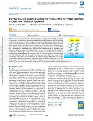 Surface Pka of Saturated Carboxylic Acids at the Air/Water Interface