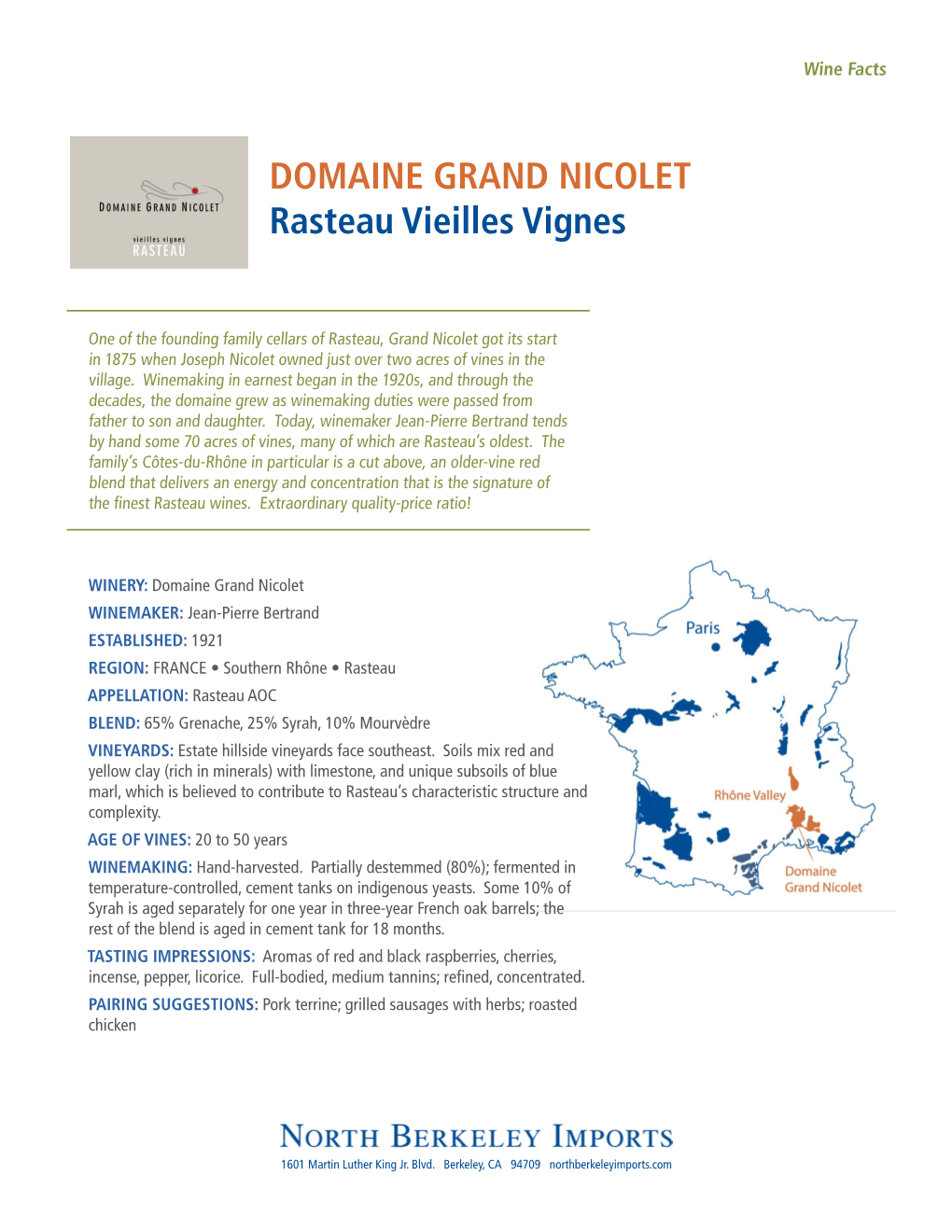 DOMAINE GRAND NICOLET Rasteau Vieilles Vignes