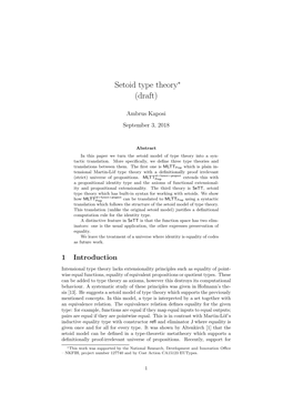 Setoid Type Theory (Draft)