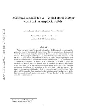 2 and Dark Matter Confront Asymptotic Safety