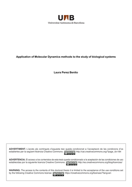 Application of Molecular Dynamics Methods to the Study of Biological Systems Laura Perez Benito