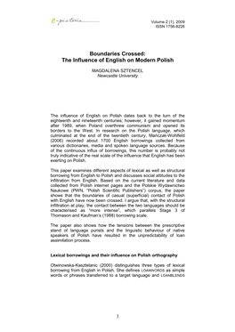 Boundaries Crossed: the Influence of English on Modern Polish