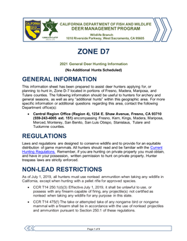 2021 D7 Zone Hunt Info