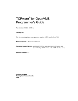 Tcpware for Openvms Programmer's Guide