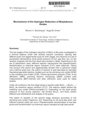 Mechanisms of the Hydrogen Reduction of Molybdenum Oxides