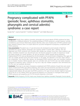 Periodic Fever, Aphthous Stomatitis, Pharyngitis and Cervical Adenitis