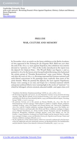 Prelude War, Culture and Memory
