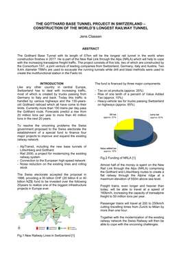 The Gotthard Base Tunnel Project in Switzerland – Construction of the World’S Longest Railway Tunnel