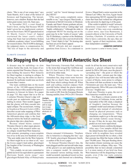 No Stopping the Collapse of West Antarctic Ice Sheet