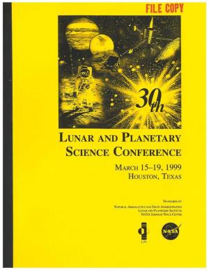 Program to Technical Sessions Thirtieth Lunar and Planetary