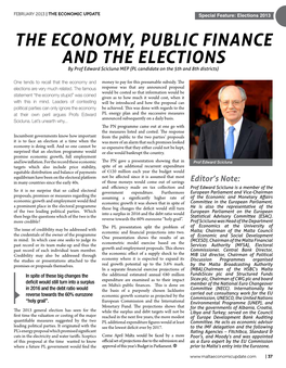 THE ECONOMY, PUBLIC FINANCE and the ELECTIONS by Prof Edward Scicluna MEP (PL Candidate on the 5Th and 8Th Districts)