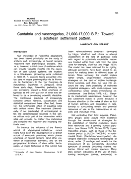 Cantabria and Vascongadas, 21,000-17,000 B.P.: Toward a Solutrean Settlement Pattern