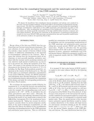 Antimatter from the Cosmological Baryogenesis and the Anisotropies