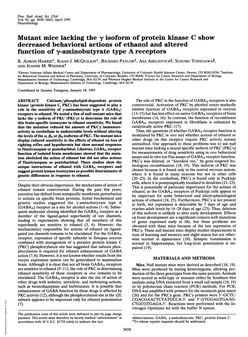 Function of Y-Aminobutyrate Type a Receptors R