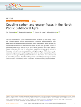 Coupling Carbon and Energy Fluxes in the North Pacific Subtropical Gyre