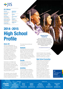 High School Profile * International Baccalaureate Program 2013 - 2014 Class of 2014 Printing