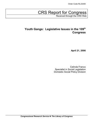 Youth Gangs: Legislative Issues in the 109Th Congress
