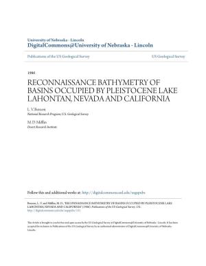 Reconnaissance Bathymetry of Basins Occupied by Pleistocene Lake Lahontan, Nevada and California L