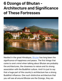 6 Dzongs of Bhutan - Architecture and Significance of These Fortresses