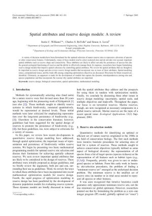 Spatial Attributes and Reserve Design Models: a Review