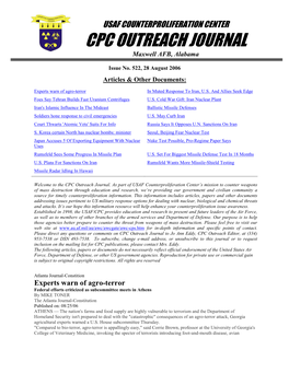 USAF Counterproliferation Center CPC Outreach Journal #522