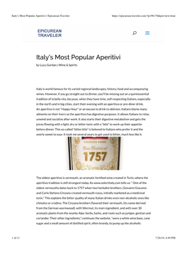 Italy's Most Popular Aperitivi